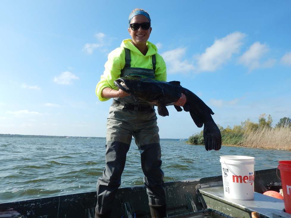 Kaitlyn with a flathead catfish